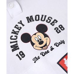 Babyhug Disney Terry Knit Full Sleeves Hooded T-shirt and Joggers Set With Mickey Mouse Graphic - Navy Blue