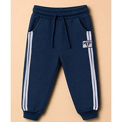 Babyhug Disney Terry Knit Full Sleeves Hooded T-shirt and Joggers Set With Mickey Mouse Graphic - Navy Blue
