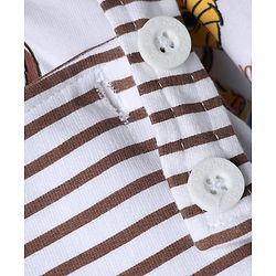 Babyhug Disney 100% Cotton Single Jersey Knit Full Sleeves Dungaree and Tee with The Lion King Graphic Print & Patch - White