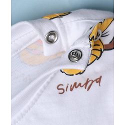 Babyhug Disney 100% Cotton Single Jersey Knit Full Sleeves Dungaree and Tee with The Lion King Graphic Print & Patch - White