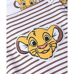 Babyhug Disney 100% Cotton Single Jersey Knit Full Sleeves Dungaree and Tee with The Lion King Graphic Print & Patch - White