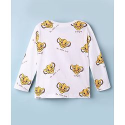 Babyhug Disney 100% Cotton Single Jersey Knit Full Sleeves Dungaree and Tee with The Lion King Graphic Print & Patch - White