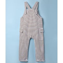 Babyhug Disney 100% Cotton Single Jersey Knit Full Sleeves Dungaree and Tee with The Lion King Graphic Print & Patch - White
