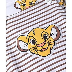 Babyhug Disney 100% Cotton Single Jersey Knit Full Sleeves Dungaree and Tee with The Lion King Graphic Print & Patch - White
