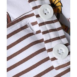 Babyhug Disney 100% Cotton Single Jersey Knit Full Sleeves Dungaree and Tee with The Lion King Graphic Print & Patch - White