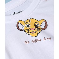 Babyhug Disney 100% Cotton Single Jersey Knit Full Sleeves Dungaree and Tee with The Lion King Graphic Print & Patch - White
