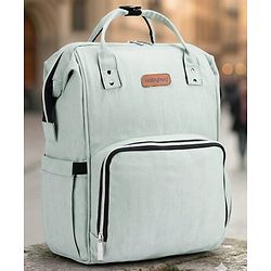 Babyhug Spacious and Multifunctional Denim Diaper Backpack - Safari Green| Wide Fish Mouth Opening| Insulated Feeding Bottle Pouches| Wipes Dispenser| Easy Access Back Opening