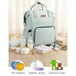 Babyhug Spacious and Multifunctional Denim Diaper Backpack - Safari Green| Wide Fish Mouth Opening| Insulated Feeding Bottle Pouches| Wipes Dispenser| Easy Access Back Opening