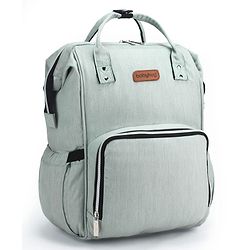Babyhug Spacious and Multifunctional Denim Diaper Backpack - Safari Green| Wide Fish Mouth Opening| Insulated Feeding Bottle Pouches| Wipes Dispenser| Easy Access Back Opening