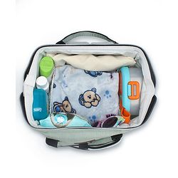 Babyhug Spacious and Multifunctional Denim Diaper Backpack - Safari Green| Wide Fish Mouth Opening| Insulated Feeding Bottle Pouches| Wipes Dispenser| Easy Access Back Opening