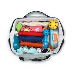 Babyhug Spacious and Multifunctional Denim Diaper Backpack - Safari Green| Wide Fish Mouth Opening| Insulated Feeding Bottle Pouches| Wipes Dispenser| Easy Access Back Opening