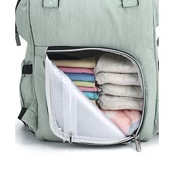 Babyhug Spacious and Multifunctional Denim Diaper Backpack - Safari Green| Wide Fish Mouth Opening| Insulated Feeding Bottle Pouches| Wipes Dispenser| Easy Access Back Opening