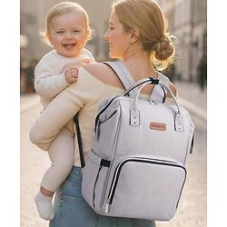 Babyhug Spacious and Multifunctional Denim Diaper Backpack - Safari Green| Wide Fish Mouth Opening| Insulated Feeding Bottle Pouches| Wipes Dispenser| Easy Access Back Opening