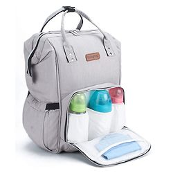 Babyhug Spacious and Multifunctional Denim Diaper Backpack - Safari Green| Wide Fish Mouth Opening| Insulated Feeding Bottle Pouches| Wipes Dispenser| Easy Access Back Opening