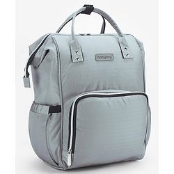Babyhug Premium Multifunctional and Spacious Textured Diaper Backpack - Grey| 100% Polyester| Wide Fish Mouth Opening| Insulated Feeding Bottle Pouches| Wipes Dispenser| Easy Access Back Opening