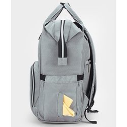 Babyhug Premium Multifunctional and Spacious Textured Diaper Backpack - Grey| 100% Polyester| Wide Fish Mouth Opening| Insulated Feeding Bottle Pouches| Wipes Dispenser| Easy Access Back Opening