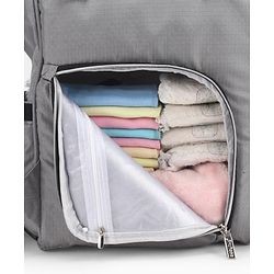 Babyhug Premium Multifunctional and Spacious Textured Diaper Backpack - Grey| 100% Polyester| Wide Fish Mouth Opening| Insulated Feeding Bottle Pouches| Wipes Dispenser| Easy Access Back Opening