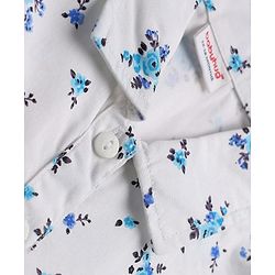 Babyhug Twill Woven One Piece Dress with Sleeveless and Floral Print - White