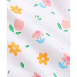 Babyhug Twill Woven Frock and Tee with Half Sleeves and Floral Print - White
