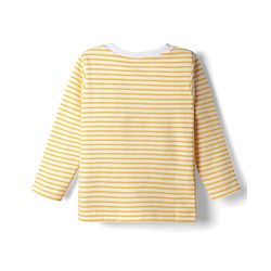 Babyhug Disney Cotton Knit Striped T-Shirt with Full Sleeves and Winnie The Pooh Print - Yellow