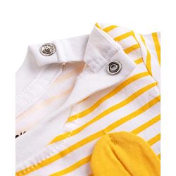 Babyhug Disney Cotton Knit Striped T-Shirt with Full Sleeves and Winnie The Pooh Print - Yellow