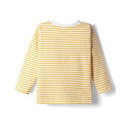 Babyhug Disney Cotton Knit Striped T-Shirt with Full Sleeves and Winnie The Pooh Print - Yellow