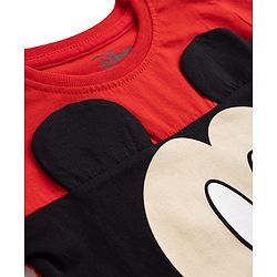 Babyhug Disney Single Jersey Full Sleeves T-shirt With Mickey Mouse Graphic - Red
