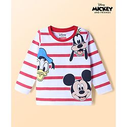 Babyhug Disney Cotton Single Jersey Knit T-Shirt with Full Sleeves and Mickey Mouse and Friends Print - Red
