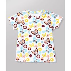 Babyhug Corduroy Woven Frock with Inner Tee with Half Sleeves and Butterfly Print - Maroon