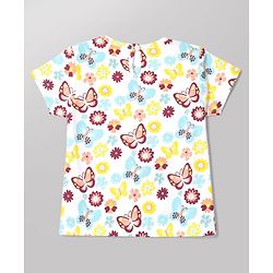 Babyhug Corduroy Woven Frock with Inner Tee with Half Sleeves and Butterfly Print - Maroon