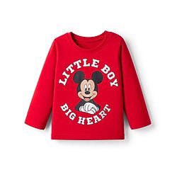 Babyhug Disney Single Jersey Knit Full Sleeves T-Shirt & Joggers Set With Mickey Mouse Graphic - Red