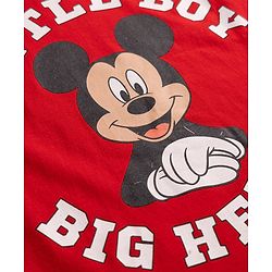 Babyhug Disney Single Jersey Knit Full Sleeves T-Shirt & Joggers Set With Mickey Mouse Graphic - Red