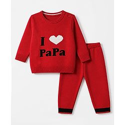 Babyhug  Unisex SWEATER SET Regular  Red 0-3m