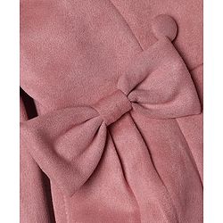 Babyhug Woven Trench Coat with Full Sleeves and Bow Detail - Pink