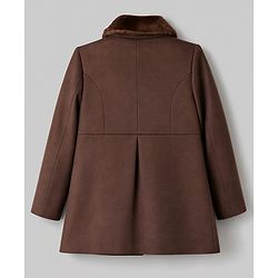 Babyhug Woven Trench Coat with Full Sleeves and Bow Detail - Brown