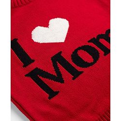 Babyhug Knit Full Sleeves Sweater Set With I Love Mom Design - Red