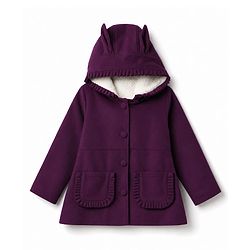 Babyhug Woven A-Line Hoodie with Full Sleeves and Fur Lining - Purple