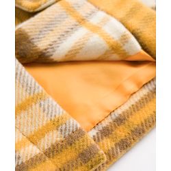 Babyhug Suede Woven Hooded Jacket with Full Sleeves and Checks Print - Yellow