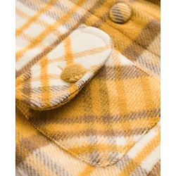 Babyhug Suede Woven Hooded Jacket with Full Sleeves and Checks Print - Yellow
