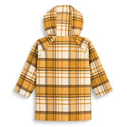 Babyhug Suede Woven Hooded Jacket with Full Sleeves and Checks Print - Yellow