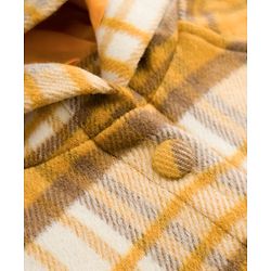 Babyhug Suede Woven Hooded Jacket with Full Sleeves and Checks Print - Yellow