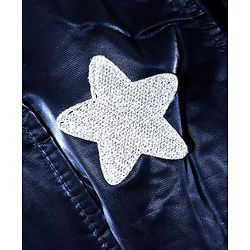 Babyhug Woven Hooded Jacket with Full Sleeves and Star Patch in Navy Blue for 2-3 Years