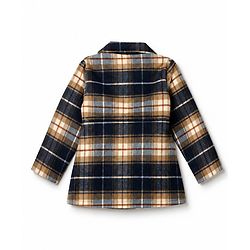 Babyhug Woven Full Sleeves  Checked Coat - Navy Blue