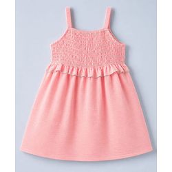 Babyhug Woven Sleeveless Solid Frock - Pink