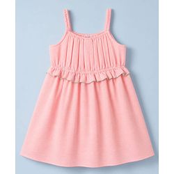 Babyhug Woven Sleeveless Solid Frock - Pink