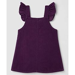 Babyhug  Woven Half Sleeves Floral Printed & Embroidered Corduroy Frock With Inner Tee - Purple