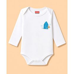 Babyhug 100% Cotton Knit Full Sleeves Striped & Printed Onesies Pack of 3 - Navy Blue & White