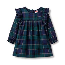 Babyhug Viscose Woven Full Sleeves Checked Frock with Leggings - Navy Blue