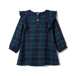 Babyhug Viscose Woven Full Sleeves Checked Frock with Leggings - Navy Blue