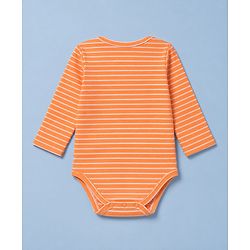Babyhug 100% Cotton Interlock Knit Full Sleeves Striped Onesies With Zebra Print Pack of 3 - White, Yellow & Orange